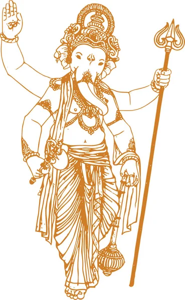 Lord Ganesha 'nın çizimi ya da çizimi. Dik dur ve düzenlenebilir vektör çizimini tut.