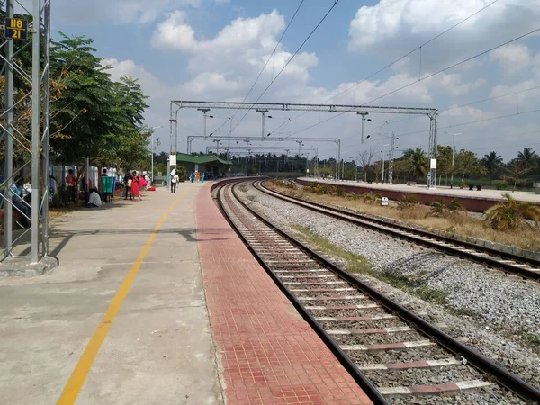 Όμορφη Θέα Του Σιδηροδρομικού Σταθμού Pandavapura Κοντά Kennalu Mandya — Φωτογραφία Αρχείου