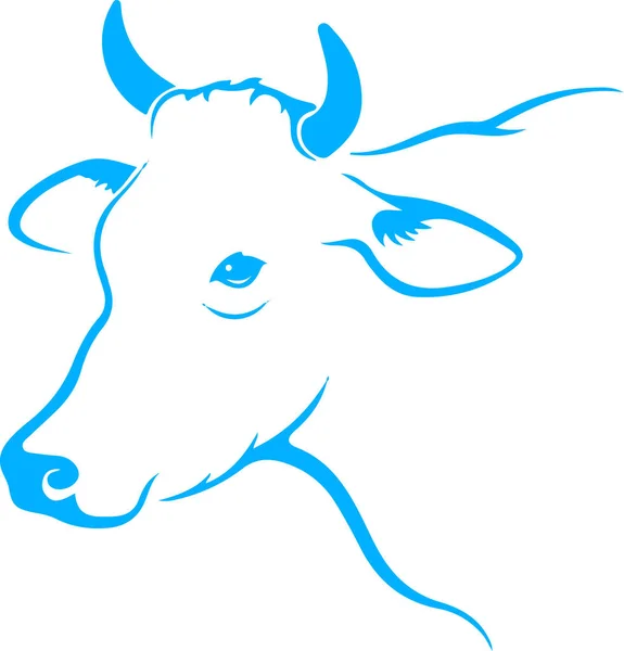 Dibujo Boceto Bosquejo Cabeza Vaca India Esquema Vectorial Ilustración Editable — Vector de stock