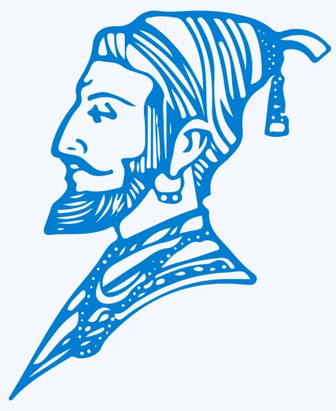 Desenho Esboço Closeup Chatrapati Shivaji Face Outline Editable Vector Illustration — Vetor de Stock