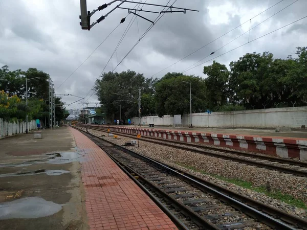 Bangalore Karnataka Índia Sep 2020 Fechar Estação Ferroviária Lottegollahalli Com — Fotografia de Stock