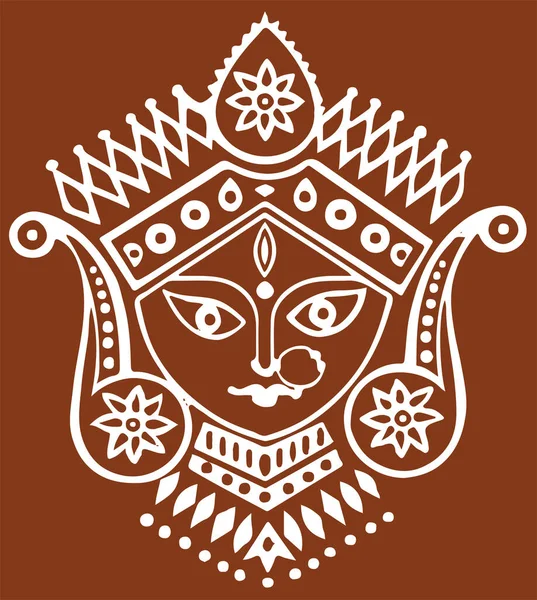 Tekening Tekening Godin Durga Maa Overzicht Bewerkbare Vectorillustratie — Stockvector