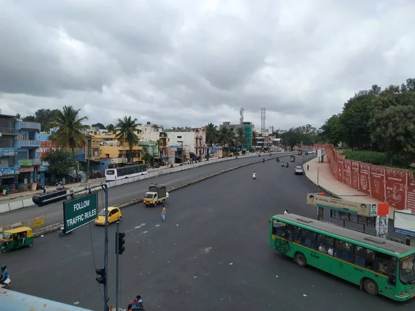 Bangalore Karnataka India Sep 2020 Κλείσιμο Της Προβολής Από Γέφυρα — Φωτογραφία Αρχείου