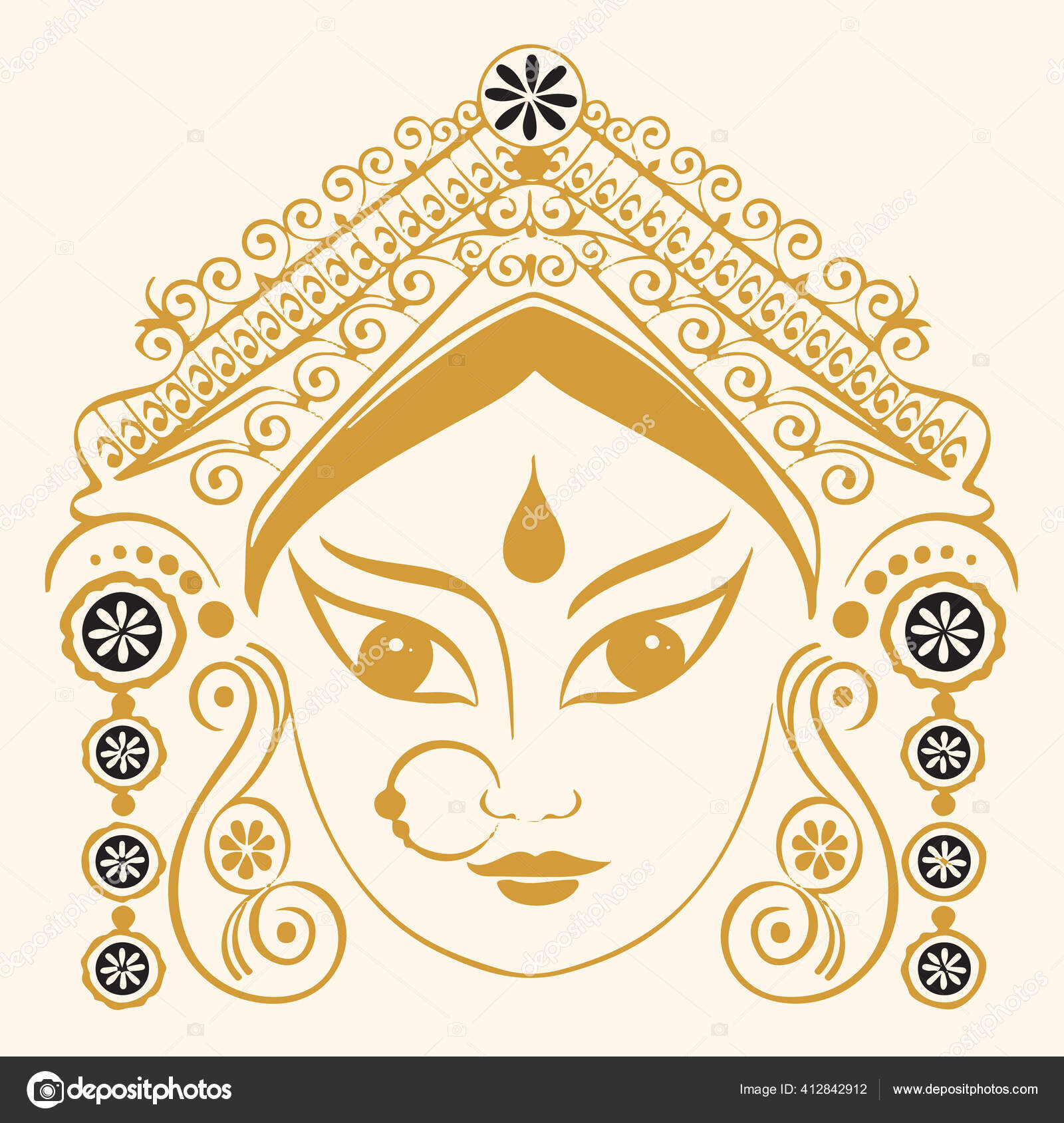 Sketch of goddess durga maa or durga closeup face design element  wall  stickers hindu religious religion  myloviewcom