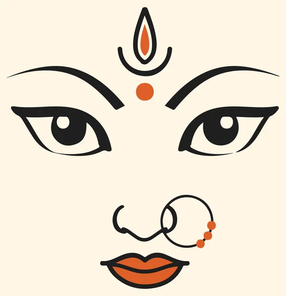 Rysunek Lub Szkic Bogini Durga Maa Lub Durga Zbliżenie Face — Wektor stockowy