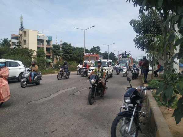 Bangalore Karnataka Inde Sep 2020 Protestation Peuple Bandh Karnataka Vélo — Photo