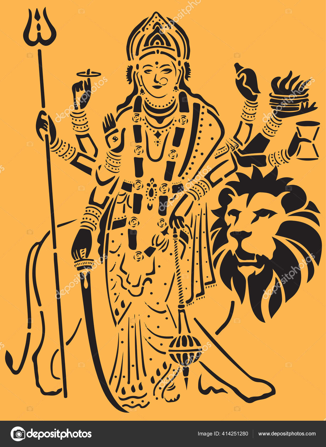 Sketch of Goddess Durga Maa or Kali Mata Editable Vector Outline  Illustration Stock Vector - Illustration of festival, hinduism: 200163153