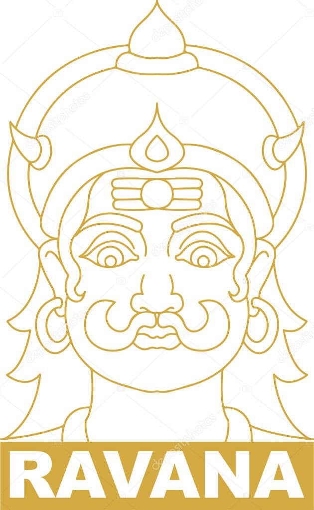 Dibujo o boceto de diez Ravana cabeza o Dashakanta Ravan Esquema Editable Vector Ilustración 2023