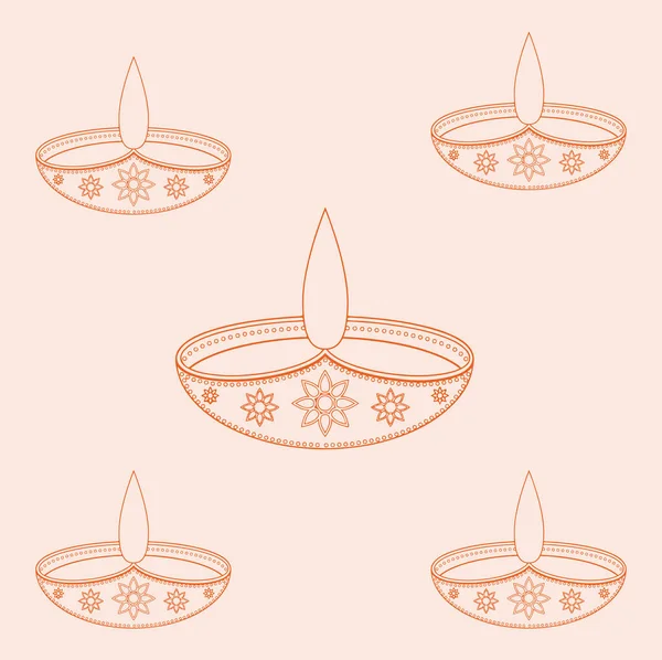 Desenho Esboço Feliz Diwali Elegante Diya Lâmpada Festival Indiano Esboço — Vetor de Stock