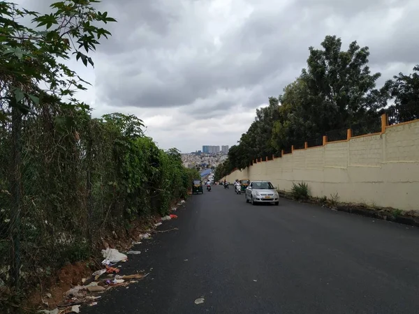 バンガロール カルナータカ州 インド 2020年10月4日 美しいダウンタウンやラゲールの道路からの都市景観 — ストック写真