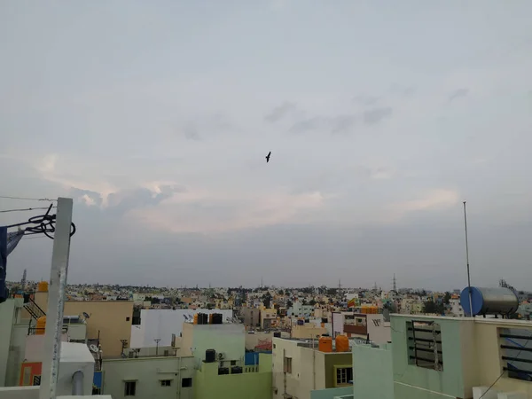 班加罗尔市中心的封锁和从塔顶俯瞰城市景观 — 图库照片