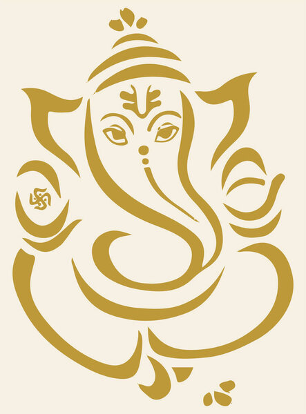 Drawing or Sketch of Lord Vinayaka or Ganesha Creative Outline Editable Vector Illustration