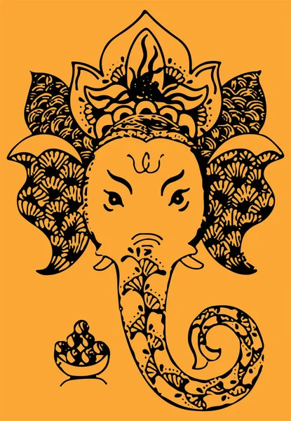 Rysunek Lub Szkic Lorda Vinayaka Lub Ganesha Kreatywny Zarys Edytowalny — Wektor stockowy