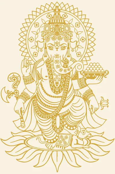 Rysunek Lub Szkic Lorda Vinayaka Lub Ganesha Kreatywny Zarys Edytowalny — Wektor stockowy