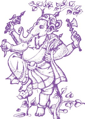 Hindu tanrısı Lord Ganapati 'nin ya da Shiva Parvati Son Gadana' nın çizimi ya da çizimi Düzenlenebilir Vektör Resimleri