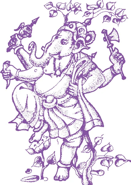 Desenho Esboço Deus Hindu Lord Ganapati Shiva Parvati Son Gajanana — Vetor de Stock