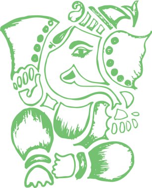 Hindu tanrısı Lord Ganapati 'nin ya da Shiva Parvati Son Gadana' nın çizimi ya da çizimi Düzenlenebilir Vektör Resimleri