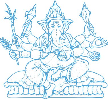 Hindu tanrısı Lord Ganapati 'nin ya da Shiva Parvati Son Gadana' nın çizimi ya da çizimi Düzenlenebilir Vektör Resimleri