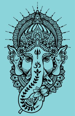 Hindu tanrısı Lord Ganapati 'nin ya da Shiva Parvati Son Gadana' nın çizimi ya da çizimi Düzenlenebilir Vektör Resimleri