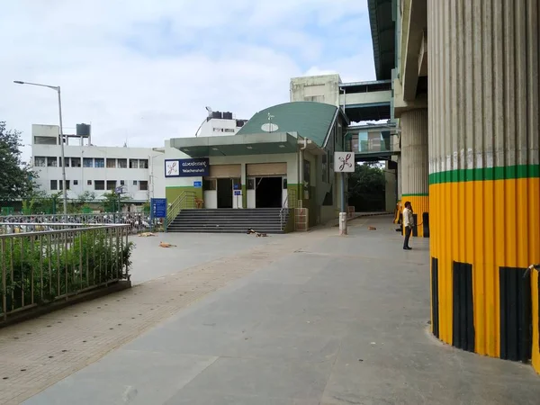 Bangalore Karnataka Indien Oct 2020 Närbild Green Line Yelachenahalli Tunnelbanestation — Stockfoto