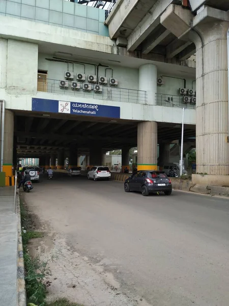 Bangalore Karnataka India Oct 2020 Close Green Line Yelachenahalli Metro — стоковое фото