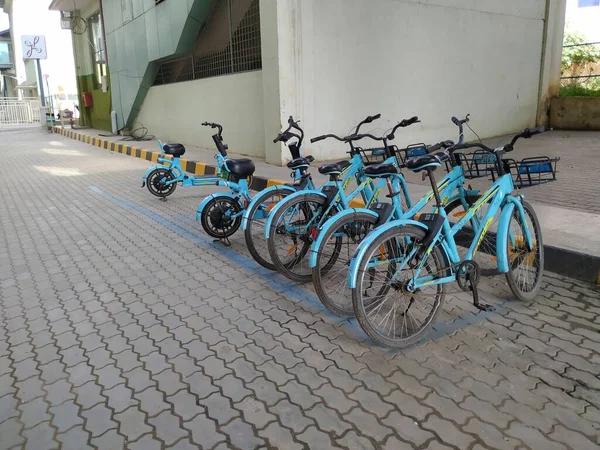 Bangalore Karnataka Índia Oct 2020 Grupo Ciclo Milagroso Yulu Bicicleta — Fotografia de Stock