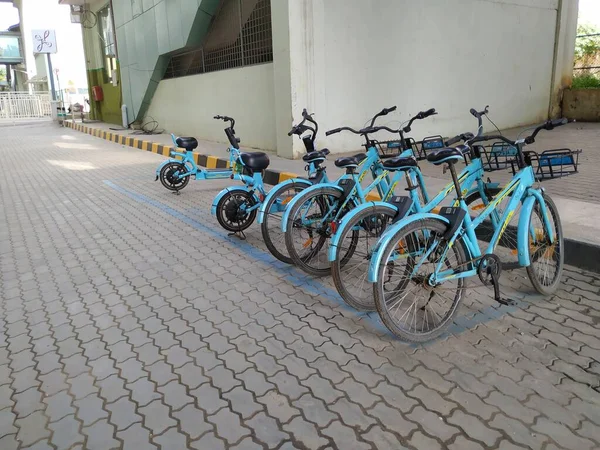 Bangalore Karnataka Índia Oct 2020 Grupo Ciclo Milagroso Yulu Bicicleta — Fotografia de Stock