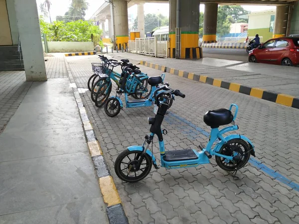 Bangalore Karnataka Índia Oct 2020 Grupo Ciclo Milagroso Yulu Bicicleta — Fotografia de Stock