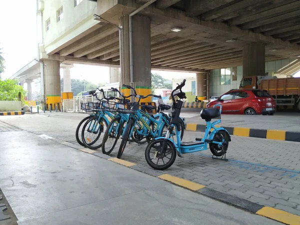 Bangalore Karnataka Índia Oct 2020 Grupo Ciclo Milagroso Yulu Bicicleta — Fotografia de Stock