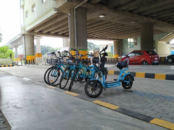 Bangalore Karnataka Índia Oct 2020 Grupo Ciclo Milagroso Yulu Bicicleta — Fotografia de Stock