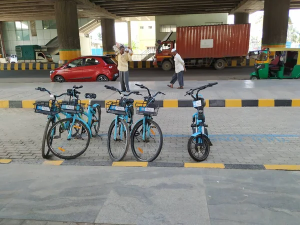 Bangalore Karnataka Índia Oct 2020 Grupo Ciclo Milagroso Yulu Bicicleta — Fotografia de Stock