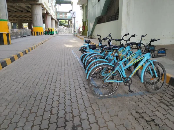 Bangalore Karnataka Índia Oct 2020 Grupo Ciclo Milagroso Yulu Bicicleta — Fotografia de Stock