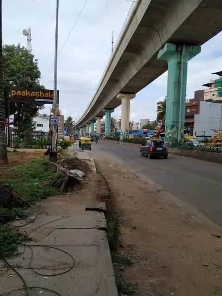 Bangalore Karnataka India Oct 2020 Beautiful View Yelachenahalli Metro Pillars — стоковое фото