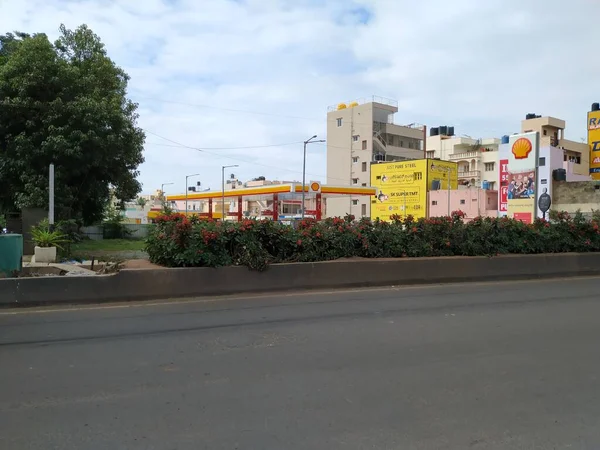 Bangalore Karnataka India Paź 2020 Zbliżenie Bunk Benzyny Shell Pobliżu — Zdjęcie stockowe