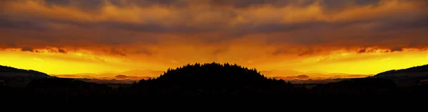 日落时的风景 捷克共和国的农村地区 — 图库照片