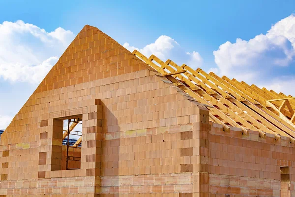 Wooden Roof Truss House Roof Construction — Stock Photo, Image