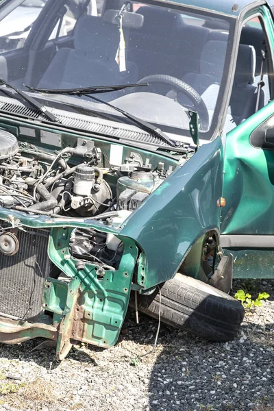 Car Wreck Demolished Serious Crash Accident — Stock Photo, Image