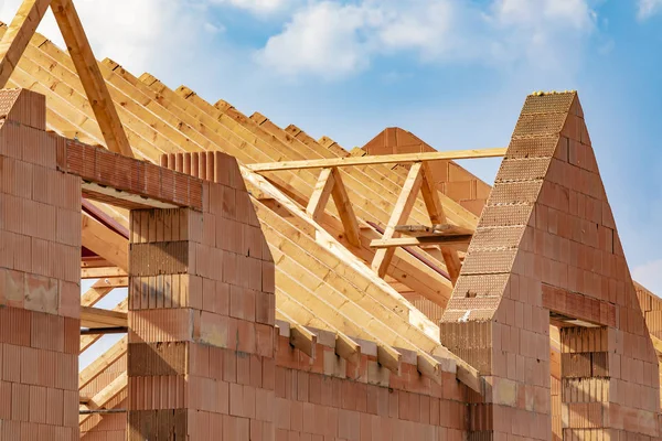 Roof Frame Rafters Building New House — Stock Photo, Image