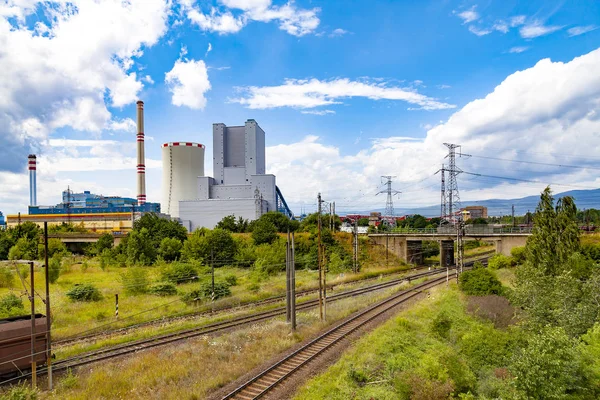 Petrokemiska Anläggningar Och Tågspår Tjeckien — Stockfoto