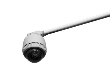 Güvenlik açık video kamera beyaz arka plan üzerinde izole 