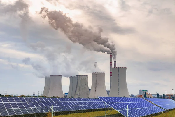 Thermal power plant with solar panels in Czech Republic Europe