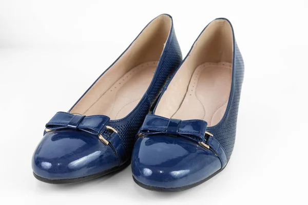 Dark Blue Women Shoes White Background — Stock Photo, Image