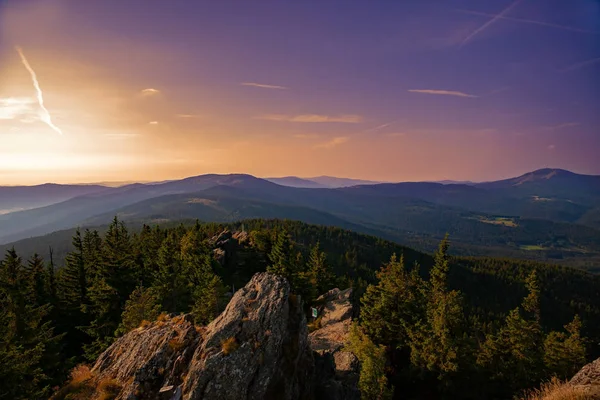 Summer Landscape Sunset National Park Bayerische Wald View Mountain Grosser — Stock Photo, Image