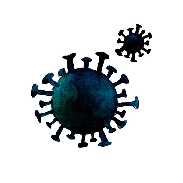 Акварельная Иллюстрация Вирусных Бактерий X14 300Pdi — стоковое фото