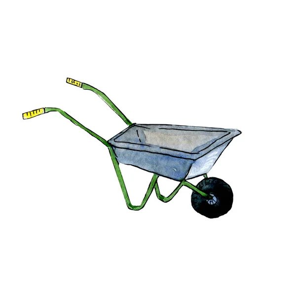 Hand Painted Watercolor Image Wheelbarrow 300 Dpi — Stock Photo, Image