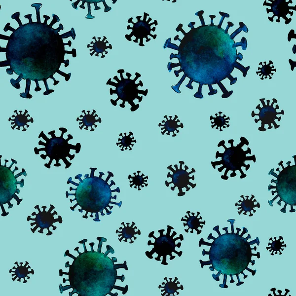 Watercolor pattern with virus cells