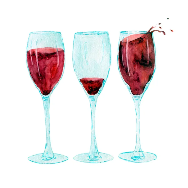 Copas de vino tinto dibujadas a mano — Foto de Stock
