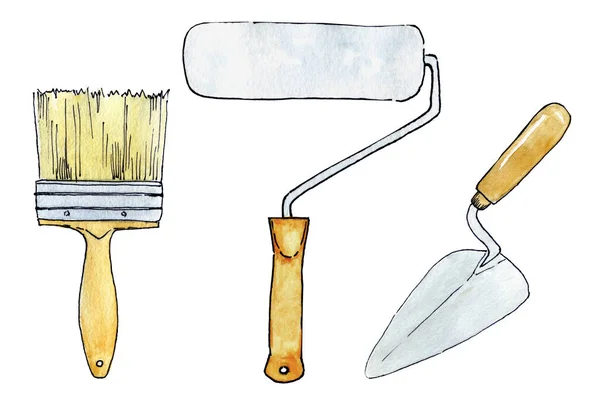 Watercolor repair tools for walls — Stock Photo, Image
