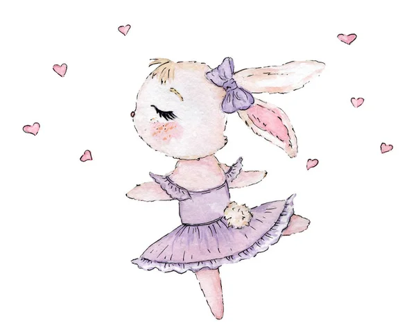 Bonito mão desenhada dançando coelho — Fotografia de Stock