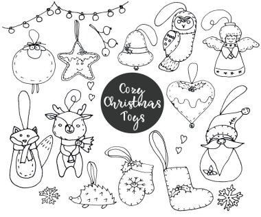 Çizilmiş Noel ağacı oyuncakları